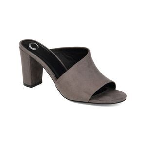 JOURNEE COLLECTION Womens Gray Allea Block Heel Slip On Heeled Mules Shoes 8.5